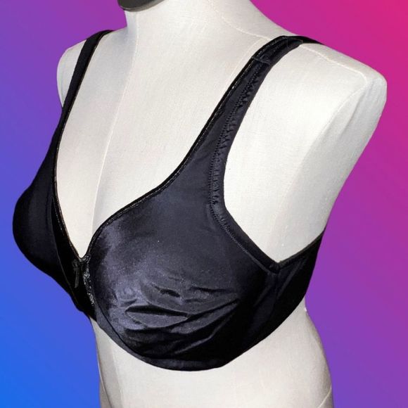 Plus Size Black Lace Olga Non Molded Cup Bra Size 42D - Picture 3 of 5